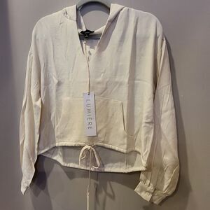 Lumiere Crop Cream Hoodie Small NWT